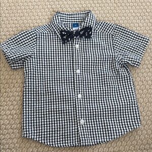 Old Navy Blue and White Button Down Shirt with Bow Tie